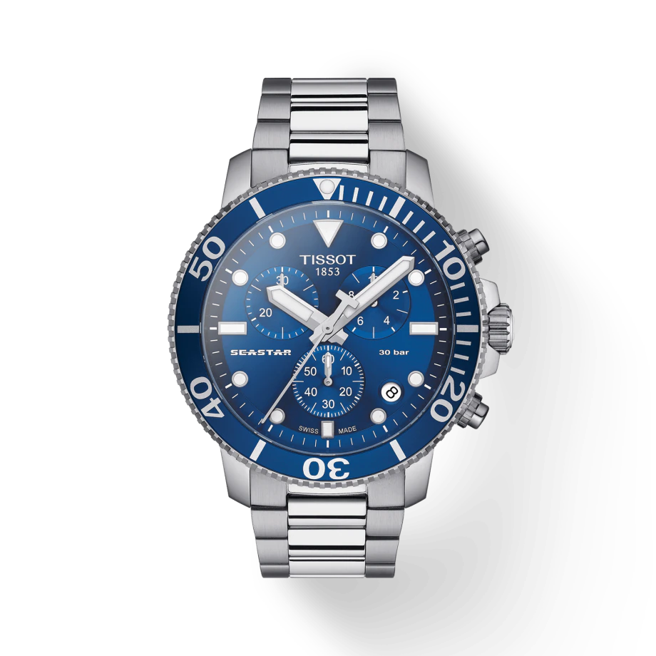 Tissot T1204171104100 Seastar 1000 Quartz Chronograph Blue/Stainless Steel Men's Watch - mzwatcheslk srilanka