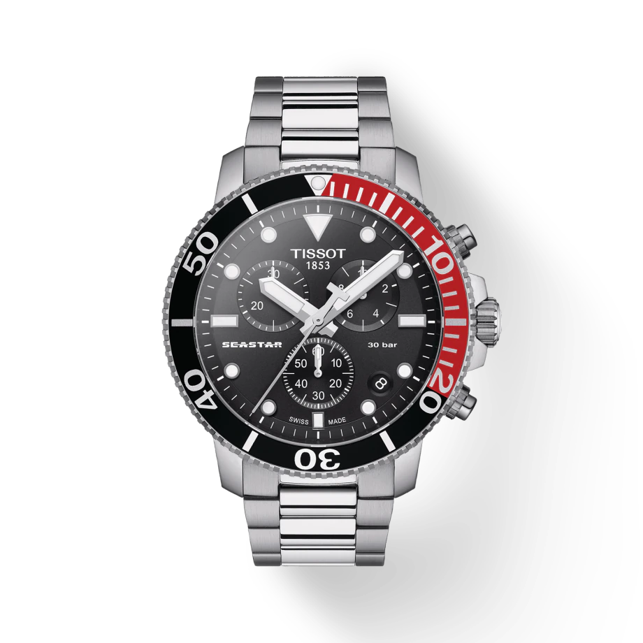 Tissot T1204171105101 Seastar 1000 Chronograph Black Dial Stainless Steel Men's Watch - mzwatcheslk srilanka