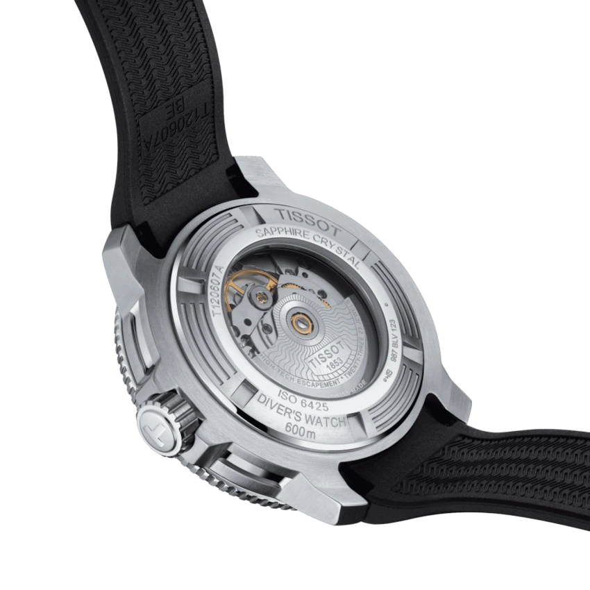 Tissot T1206071744100 Seastar 2000 Pro Powermatic 80 Black Dial Silicone Men's Watch - mzwatcheslk srilanka