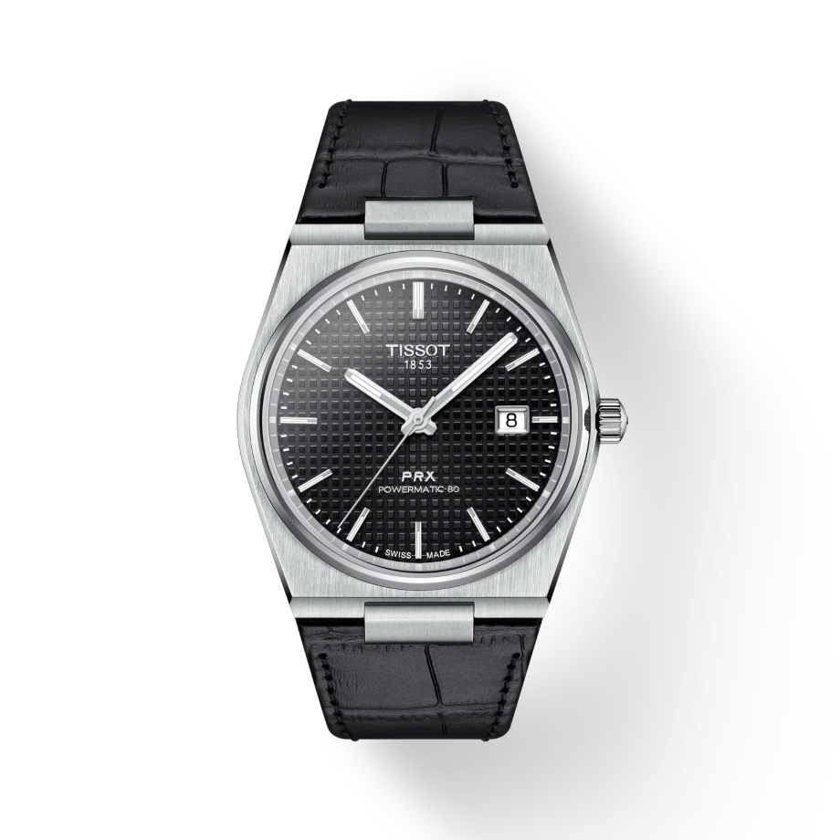 Tissot T1374071605100 PRX Automatic Black Dial Black Leather Strap Men's Watch - mzwatcheslk srilanka