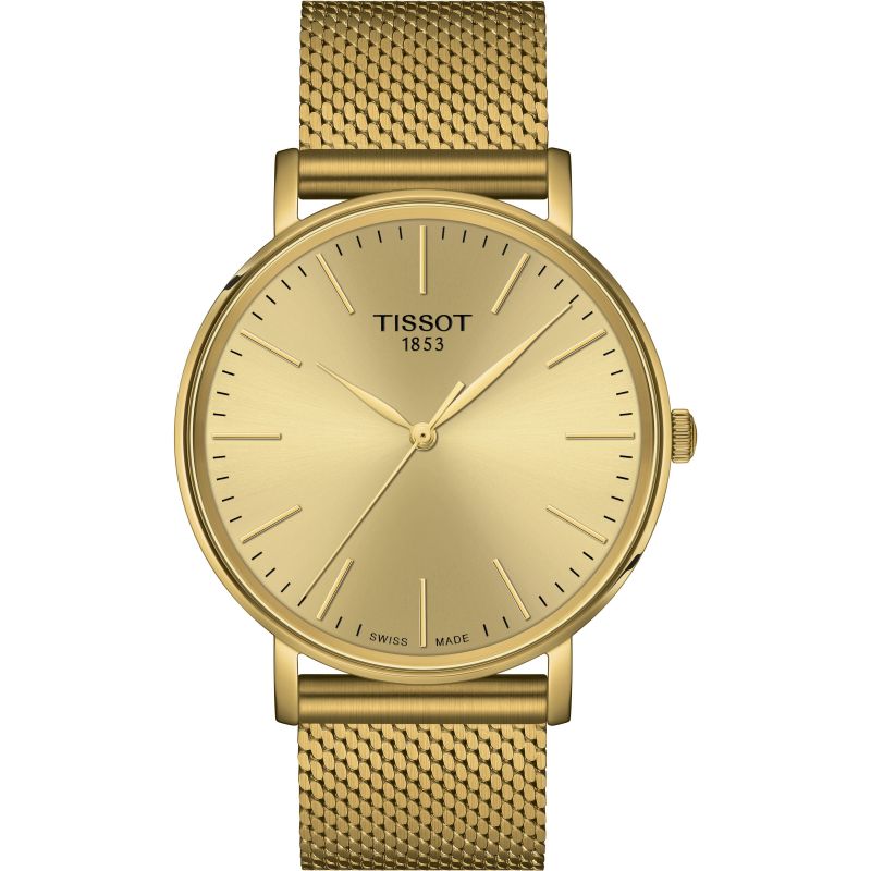 Tissot Everytime T1434103302100 Gold Dial Steel Mesh Bracelet Men's Watch - mzwatcheslk srilanka