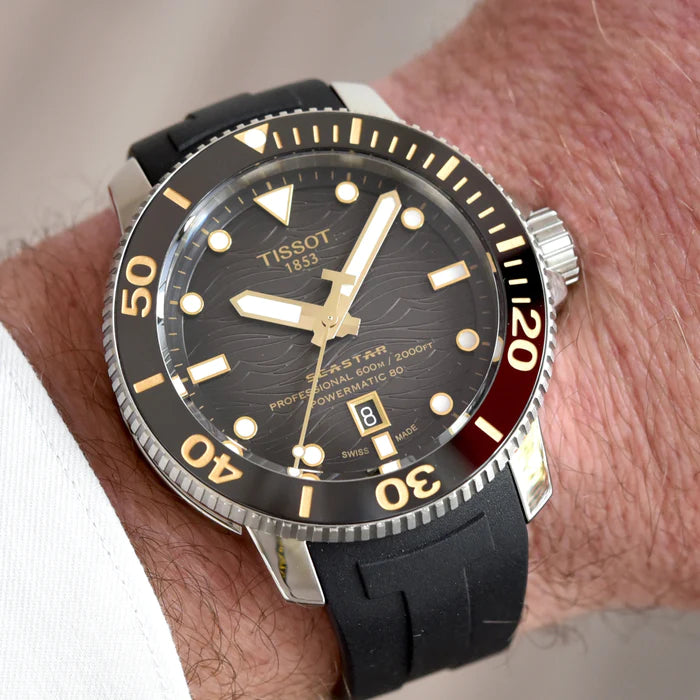 Tissot T1206071744101 Seastar 2000 Powermatic 80 Black Silicone Men's Watch - mzwatcheslk srilanka