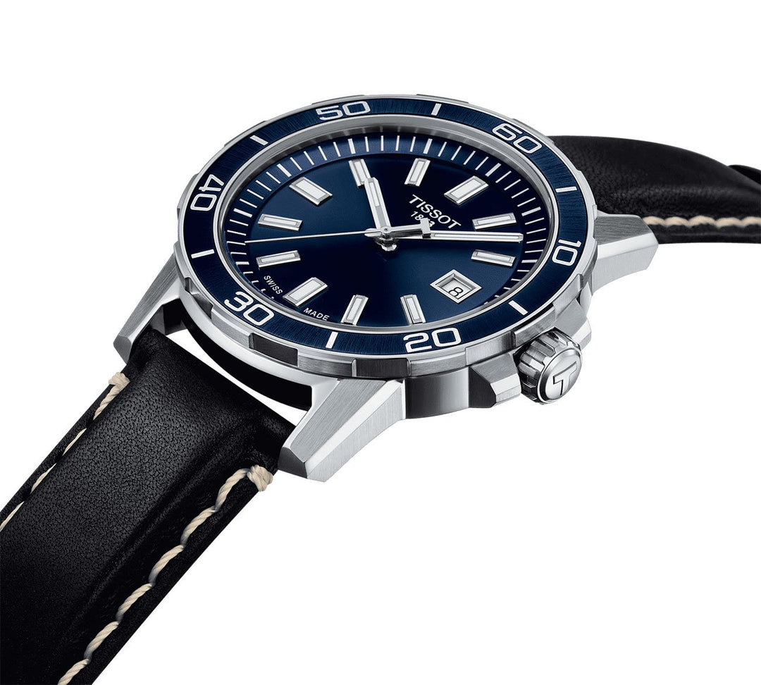 Tissot T1256101604100 Supersport Blue Dial Black Leather Strap Men's Watch - mzwatcheslk srilanka