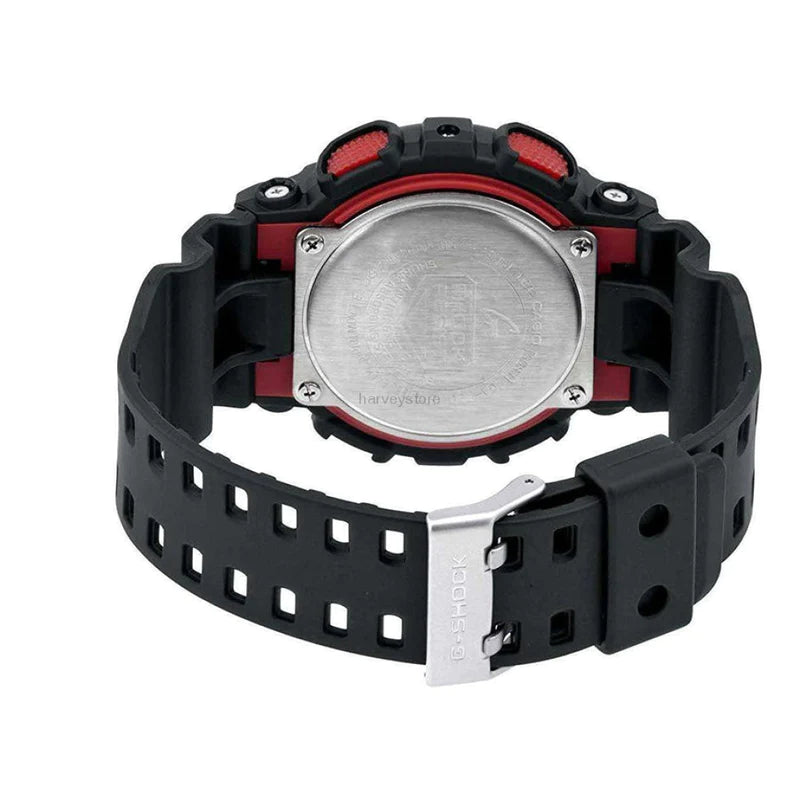 Casio G-Shock GA-100-1A4ER Chronograph Alarm Black Red Men's Watch - mzwatcheslk srilanka