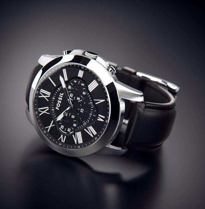 Fossil FS4812 Grant Black Dial Black Leather Strap Mens Watch - mzwatcheslk srilanka