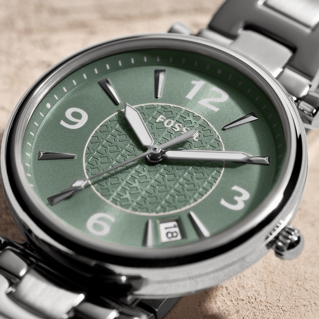 Fossil ES5157 Carlie Stainless Steel Green Dial Quartz Women's Watch - mzwatcheslk srilanka