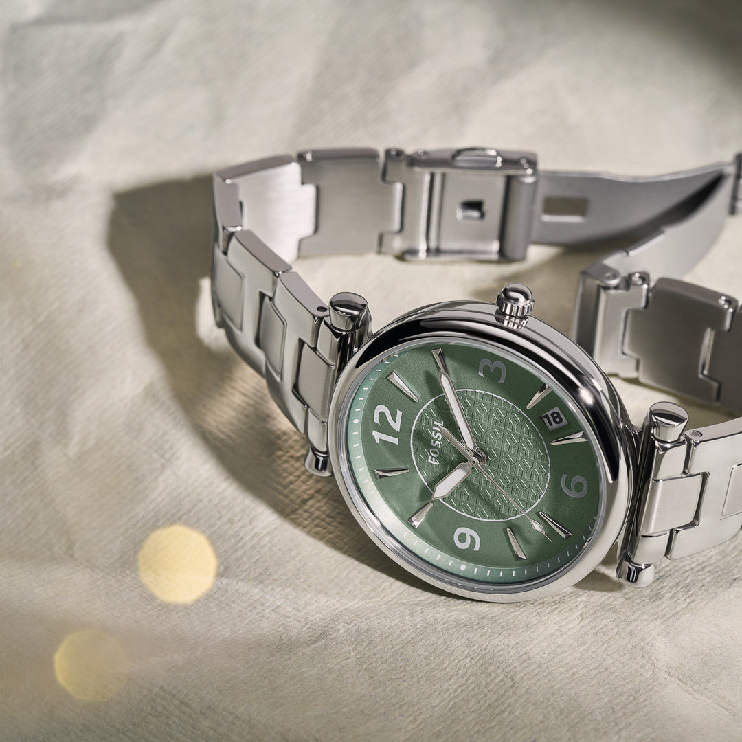 Fossil ES5157 Carlie Stainless Steel Green Dial Quartz Women's Watch - mzwatcheslk srilanka