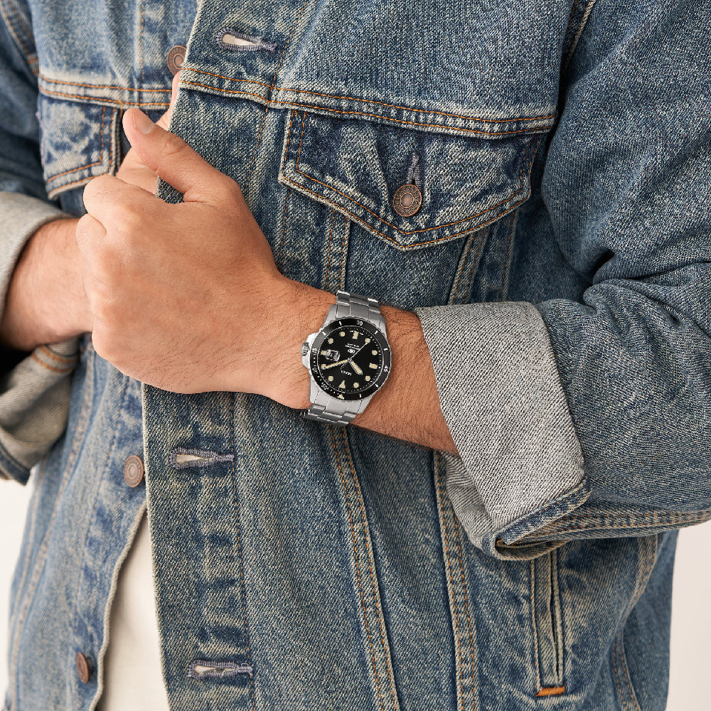 Fossil FS5952 Blue Black Dial Stainless Steel Bracelet Men's Watch - mzwatcheslk srilanka
