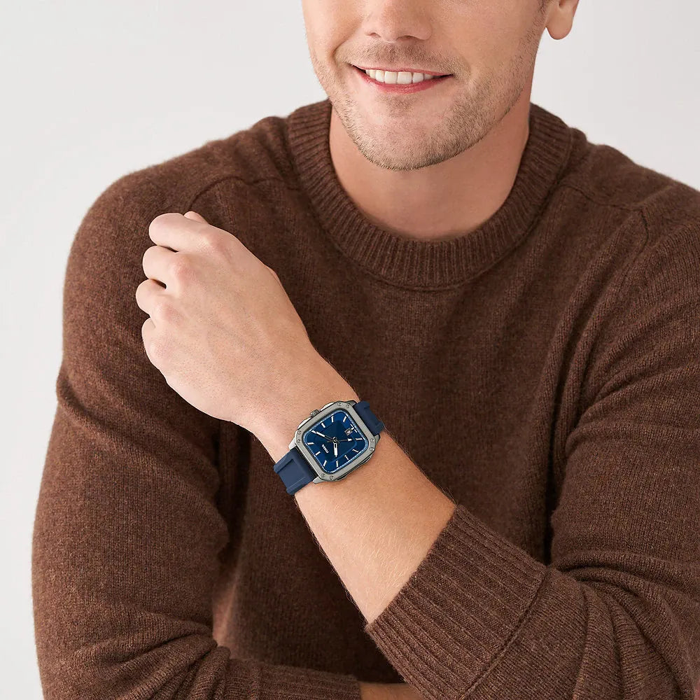 Fossil FS5979 Inscription lue Dial Blue Silicone Strap Men's Watch - mzwatcheslk srilanka