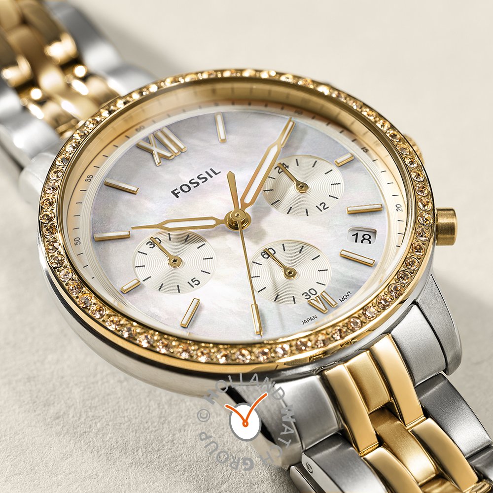 Fossil ES5216 Neutra  Mother-of-Pearl Chronograph Dial  Two Tone Bracelet  Women's Watch(PRE-ORDER 5-9 DAYS) - mzwatcheslk srilanka