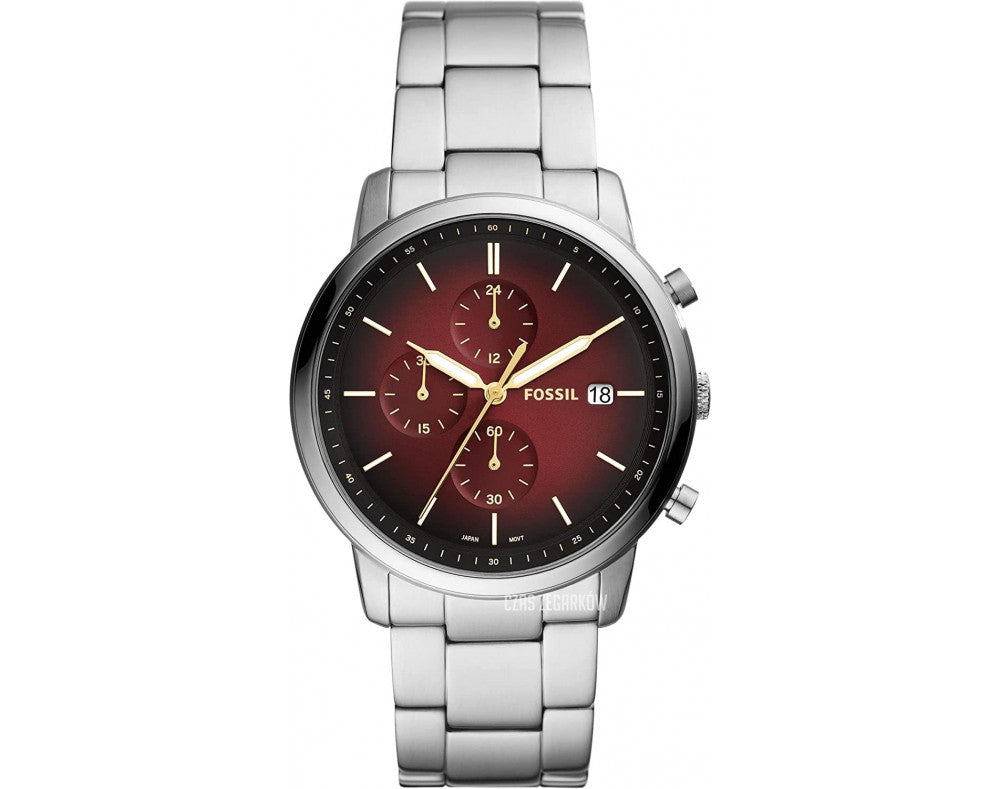 Fossil FS5887 Neutra Minimalist Chronograph Stainless Steel Red Dial Quartz Men's Watch - mzwatcheslk srilanka