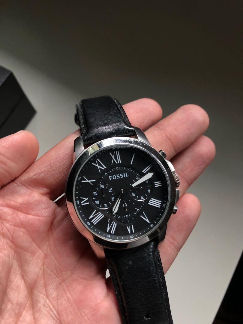 Fossil FS4812 Grant Black Dial Black Leather Strap Mens Watch - mzwatcheslk srilanka