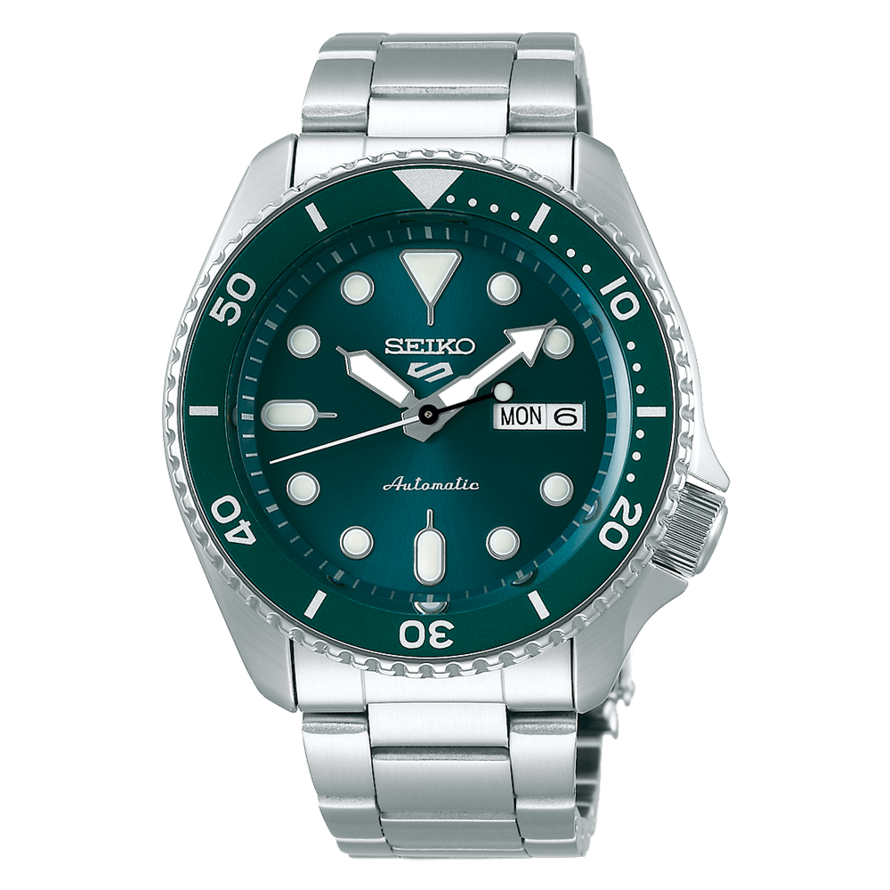 Seiko 5 Sports SRPD61K1 Green Dial  Stainless Steel Bracelet Men’s Watch - mzwatcheslk srilanka