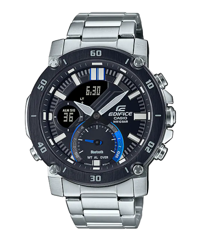 Casio Edifice ECB-20DB-1AEF Stainless Steel Bracelet Black/Blue Dial Mens Watch - mzwatcheslk srilanka