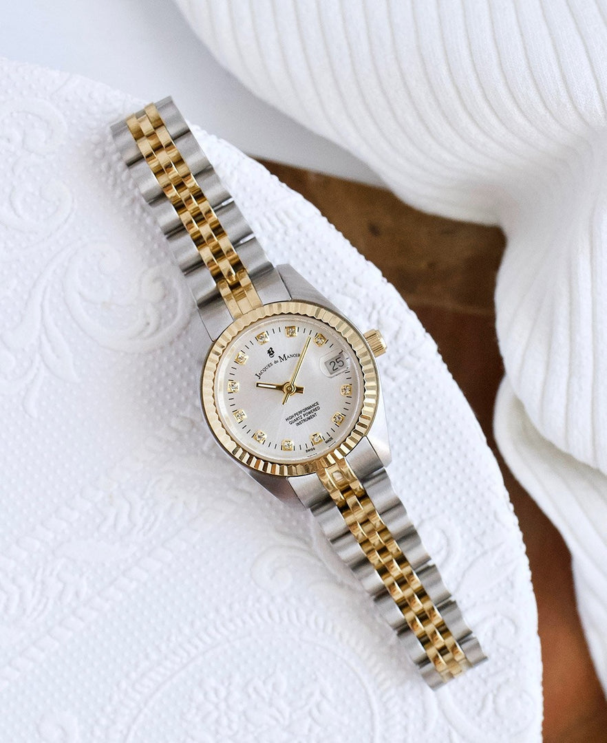Jacques Du Manoir NRO.08 Inspiration 26mm Silver Dial Two Tone Steel Bracelet Women's Watch - mzwatcheslk srilanka