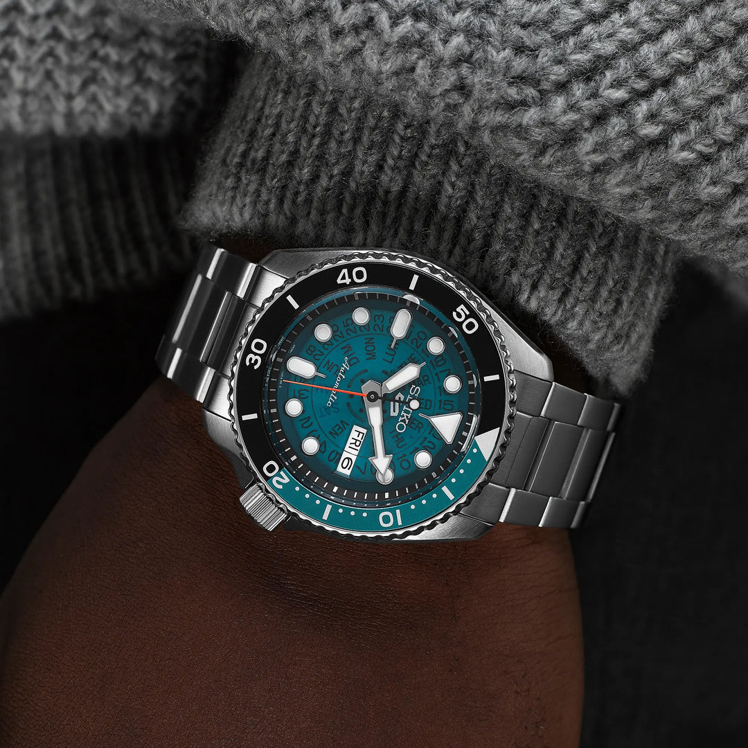 Seiko 5 Sports  SRPJ45K1 SKX ‘Skeleton Style’ Blue Dial Men's Watch - mzwatcheslk srilanka