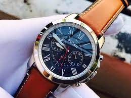 Fossil FS5210 Grant Blue Chronograph Dial Brown Leather Strap Men's Watch - mzwatcheslk srilanka