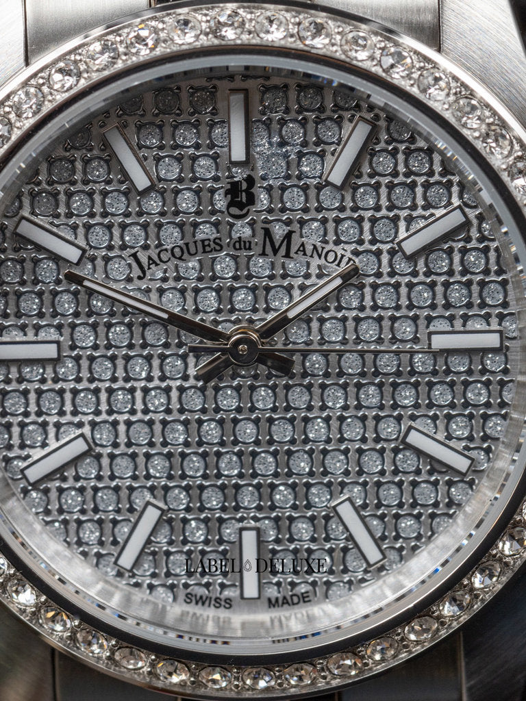 Jacques Du Manoir JWL01101 Inspiration Glamour 34mm Silver Pave Dial Stainless Steel Women's Watch - mzwatcheslk srilanka