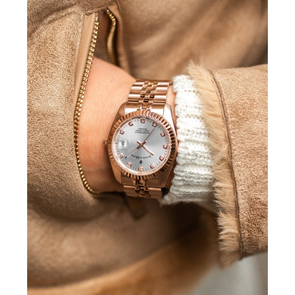 Jacques Du Manoir NRO.15 Inspiration 36mm Silver Dial Rose Gold PVD Steel Women's Watch - mzwatcheslk srilanka