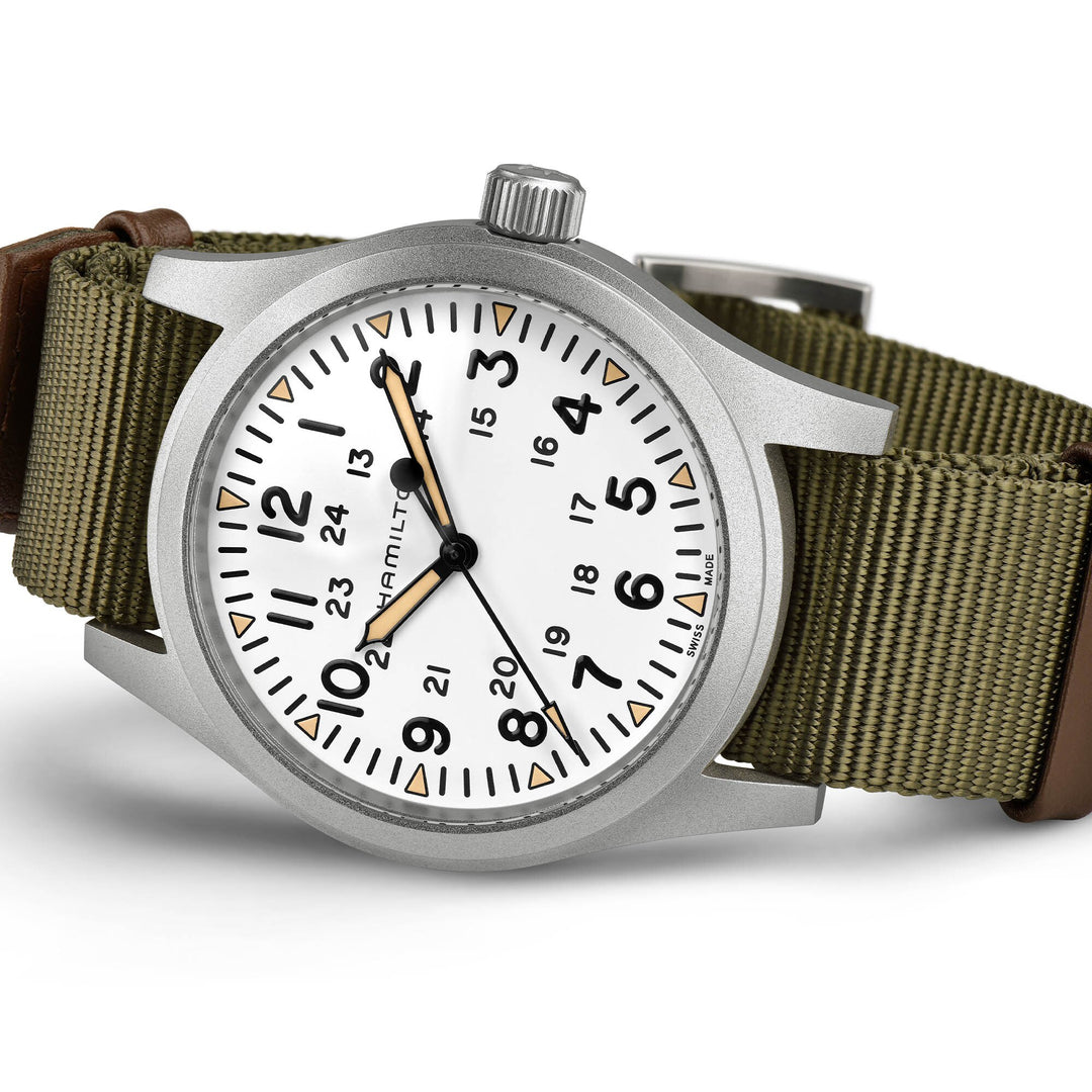 Hamilton H69529913 Khaki Field Mechanical 42mm White Dial Men's Watch - mzwatcheslk srilanka