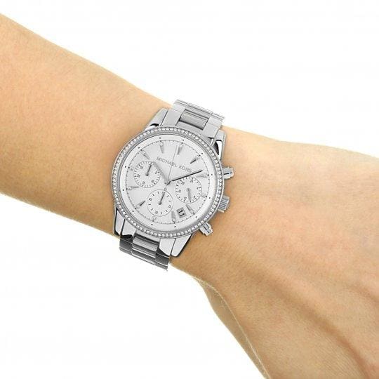 Michael Kors MK6428 Ritz Stainless Steel Crystal Set Women's Watch - mzwatcheslk srilanka