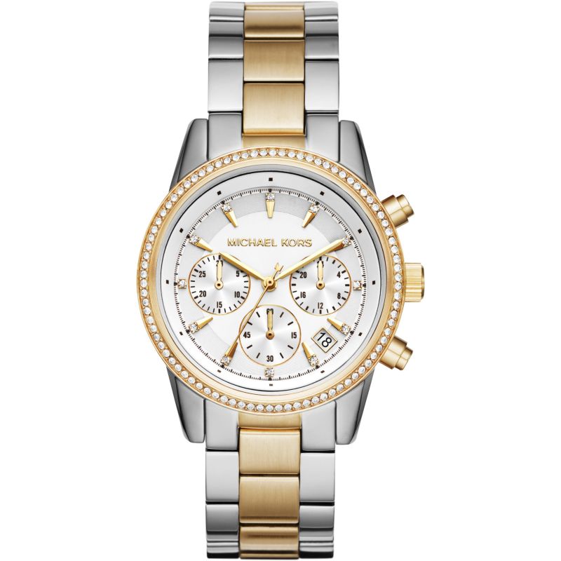 Michael Kors MK6474 Ritz Two-Tone Chronograph Women's Watch - mzwatcheslk srilanka
