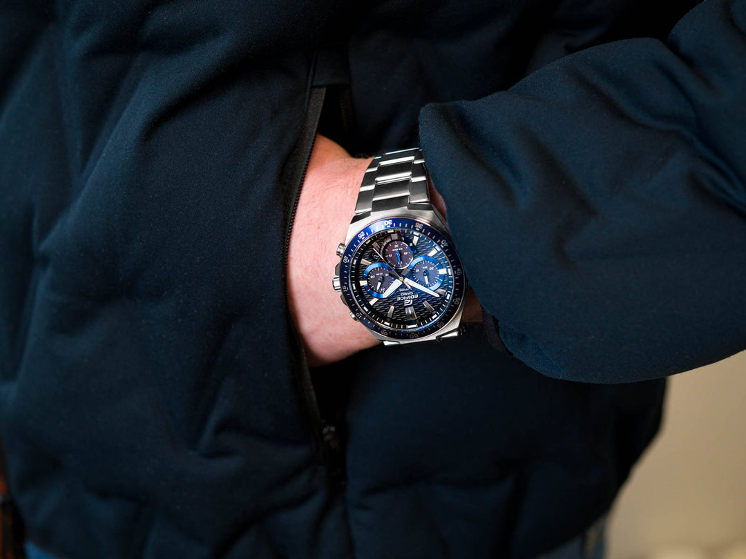 Casio Edifice EFS-S600D-1A2VUEF Solar Chronograph Blue Bezel Mens Watch - mzwatcheslk srilanka