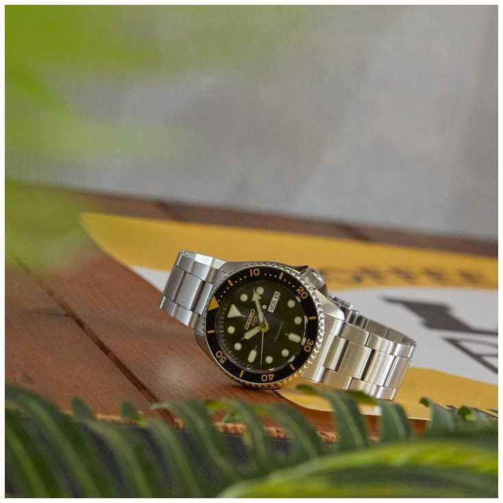 Seiko 5 Sport SRPD57K1 Automatic Black & Gold Dial Men's Watch - mzwatcheslk srilanka
