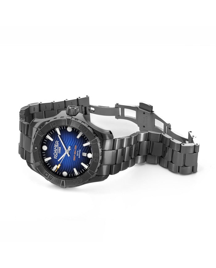 Roamer Deep Sea 200 Blue Dial Black PVD Steel Bracelet 860833 44 45 70 Men's Watch - mzwatcheslk srilanka