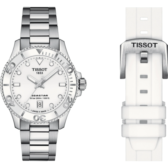 Tissot T1202101101100 Seastar 1000 36mm White Dial Stainless Steel Men's Watch - mzwatcheslk srilanka