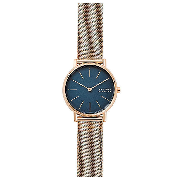 Skagen SKW2837 Signatur Rose Gold Toned Stainless Steel Mesh Blue Dial Women's Watch - mzwatcheslk srilanka