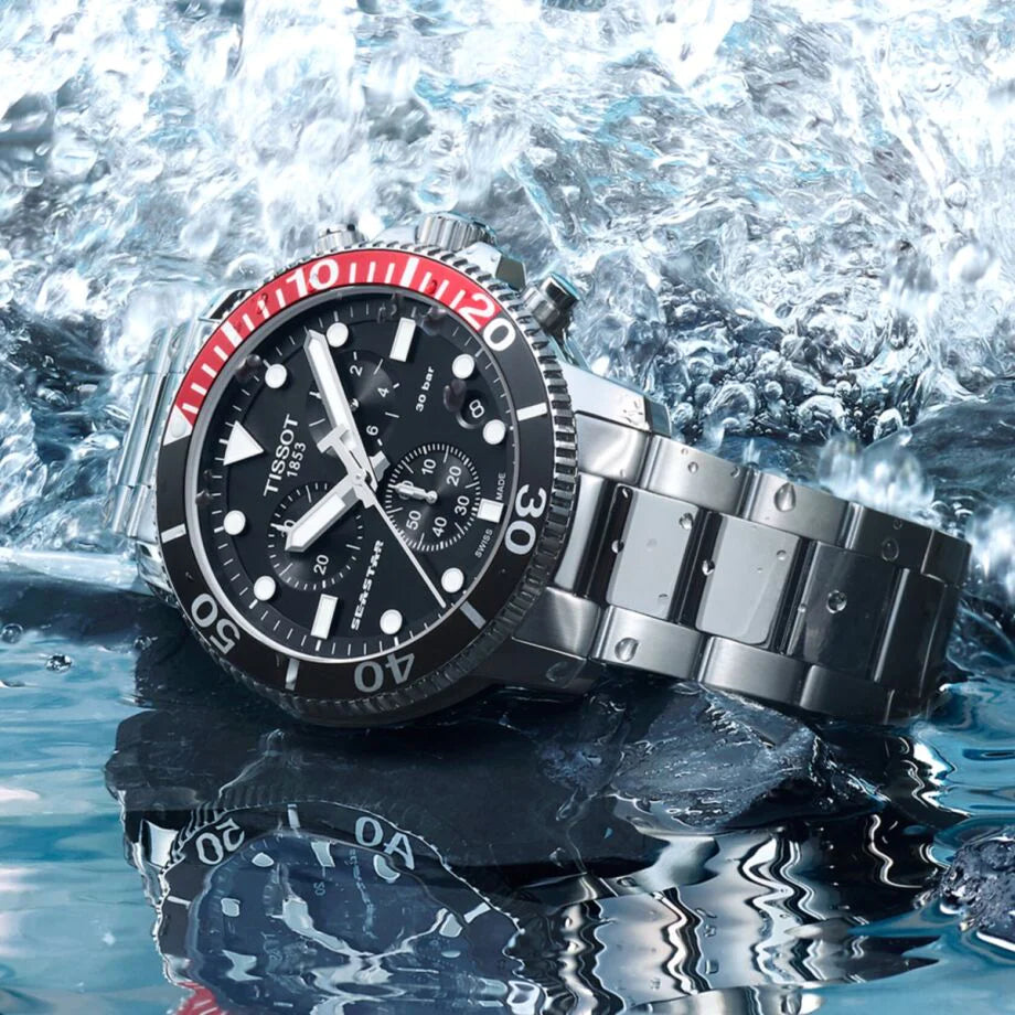 Tissot T1204171105101 Seastar 1000 Chronograph Black Dial Stainless Steel Men's Watch - mzwatcheslk srilanka