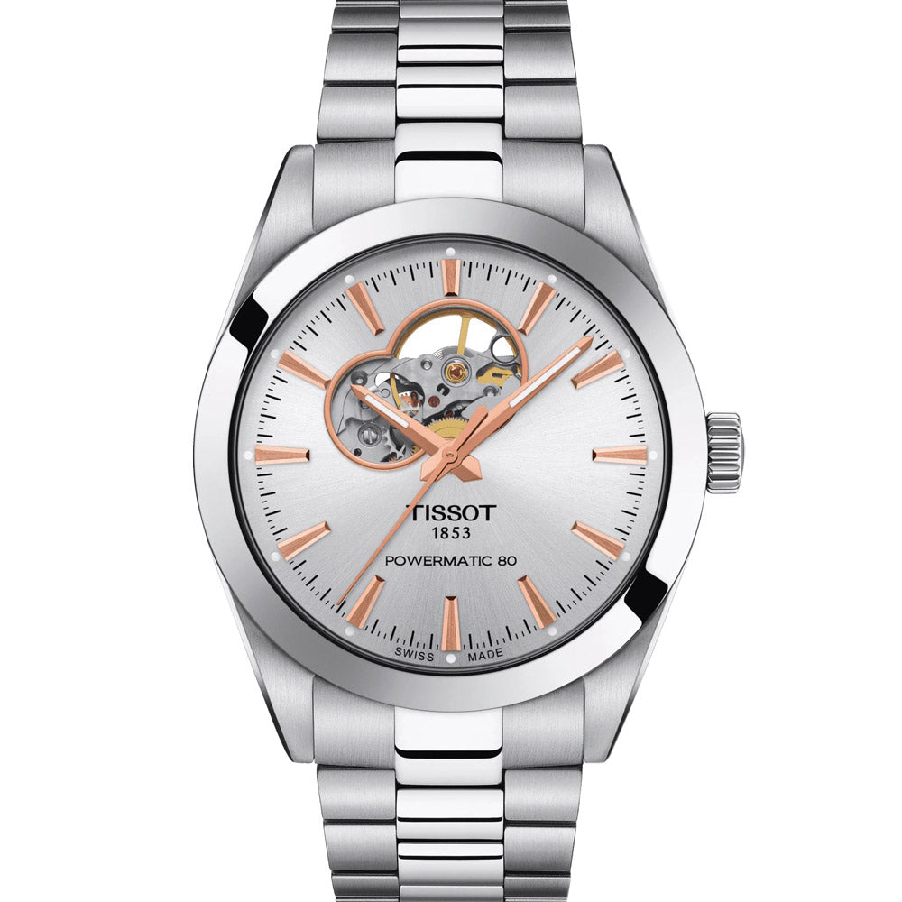 Tissot Gentleman T1274071103101 Powermatic 80 Open Heart Stainless Steel Men's Watch - mzwatcheslk srilanka