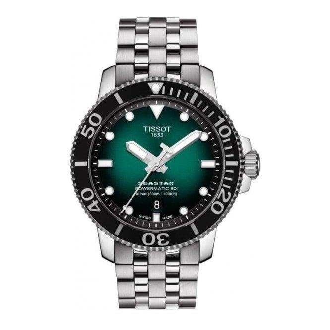 Tissot T1204071109101 Seastar 1000 Powermatic 80 Green Dial Stainless Steel Men's Watch - mzwatcheslk srilanka