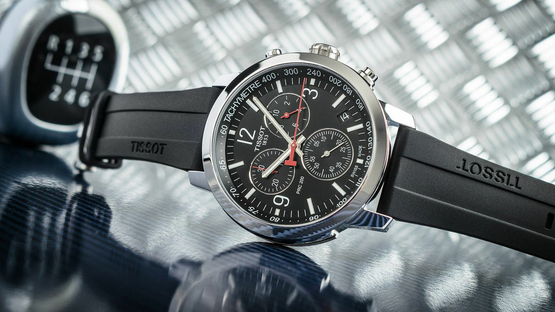 Tissot PRC 200 T1144171705700 Chronograph Black Dial Black Rubber Strap Men's Watch - mzwatcheslk srilanka