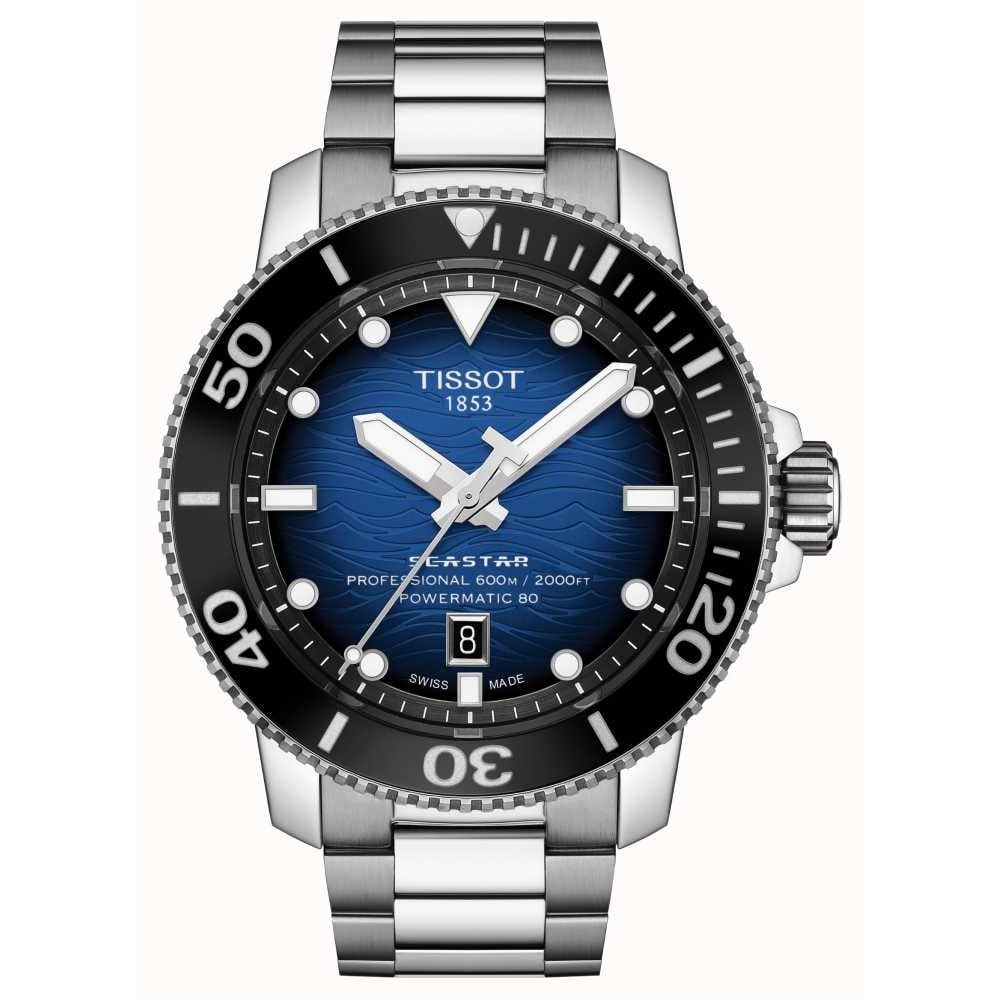 Tissot T1206071104101 Seastar 2000 Pro Powermatic 80 Blue Dial Steel Men's Watch - mzwatcheslk srilanka