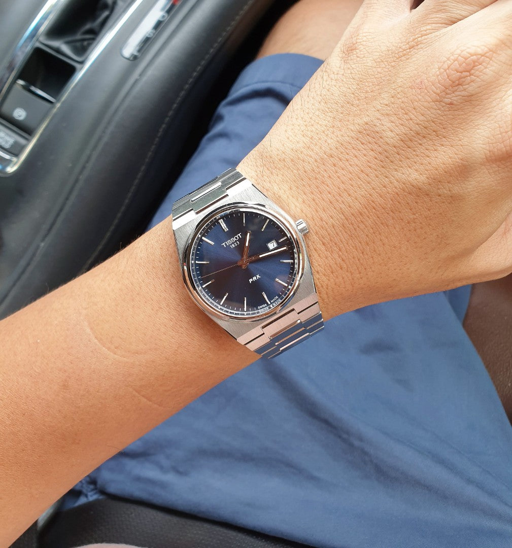 Tissot T1372101104100 PRX 35mm Blue Dial Stainless Steel Bracelet Unisex Watch - mzwatcheslk srilanka