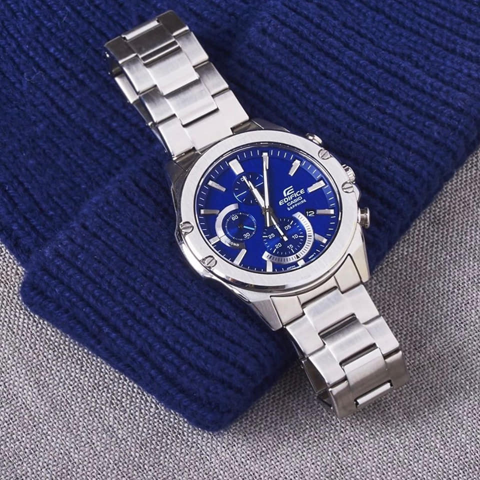 Casio Edifice EFR-S567D-2AVUEF Neo Display Chronograph Stainless Steel Bracelet Mens Watch(AVAILABLE ONLINE) - mzwatcheslk srilanka