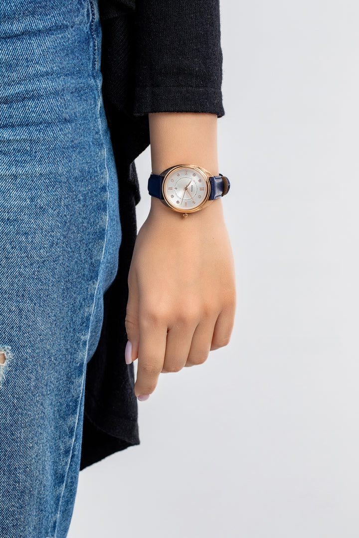 Fossil  ES5116 Gabby Crystal Accents White Dial Leather Strap Quartz Women's Watch - mzwatcheslk srilanka