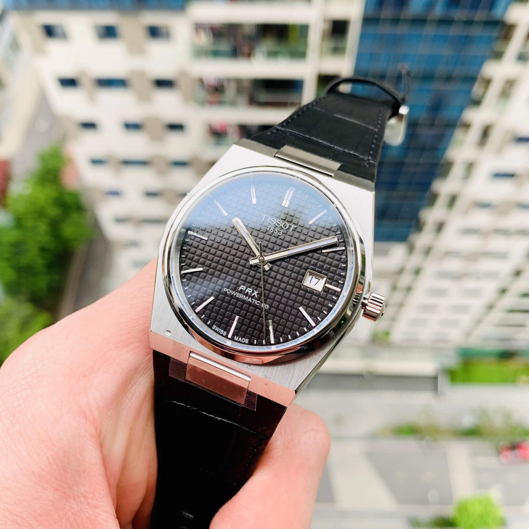 Tissot T1374071605100 PRX Automatic Black Dial Black Leather Strap Men's Watch - mzwatcheslk srilanka