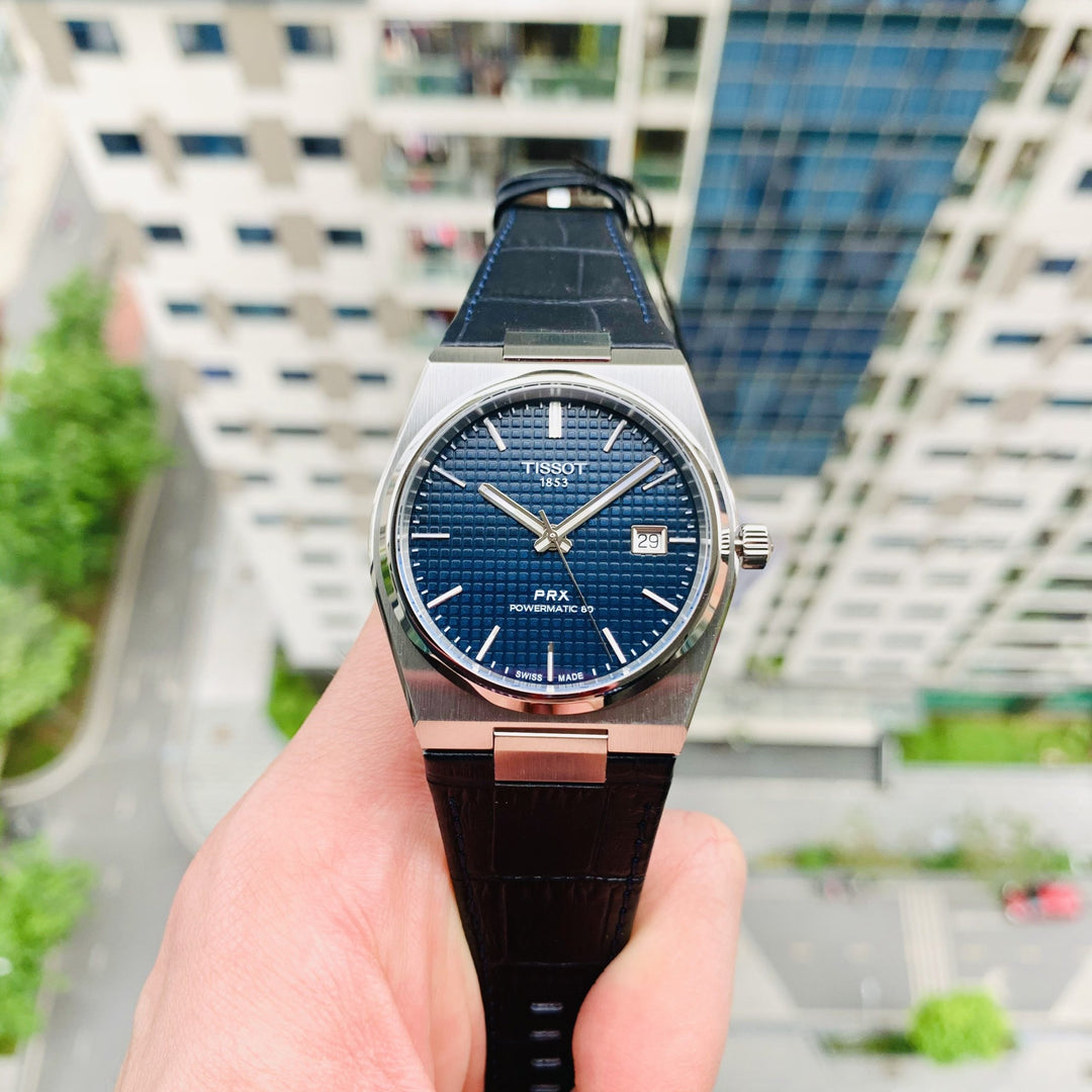Tissot PRX Automatic Blue Dial Blue Leather Strap T1374071604100 Men's Watch - mzwatcheslk srilanka