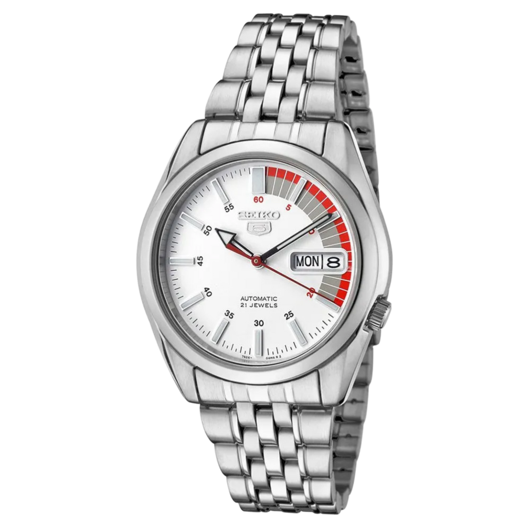 Seiko 5 Automatic SNK369 SNK369K1 SNK369K Speed Racer White Dial  Men's Watch