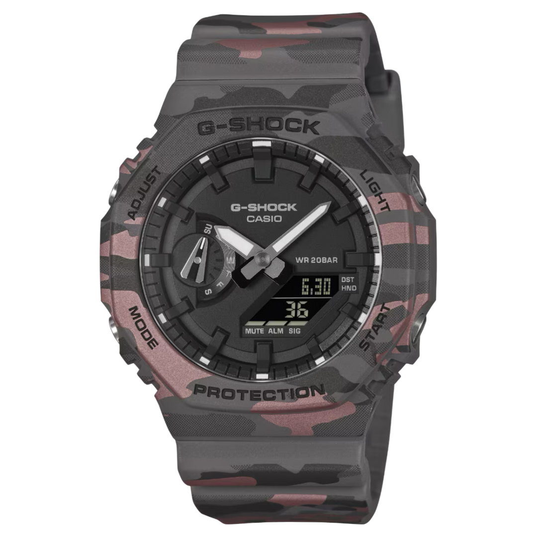 Casio G-Shock 2100 Series GA-2100CM-8AER Original Camouflage (45.4mm) Black Dial / Red Camo Resin Band
Men's Watch
