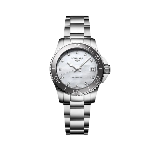 LONGINES L33704876 HydroConquest Quartz 32mm Mother of Pearl Diamond Dial Stainless Steel Bracelet Women's Watch