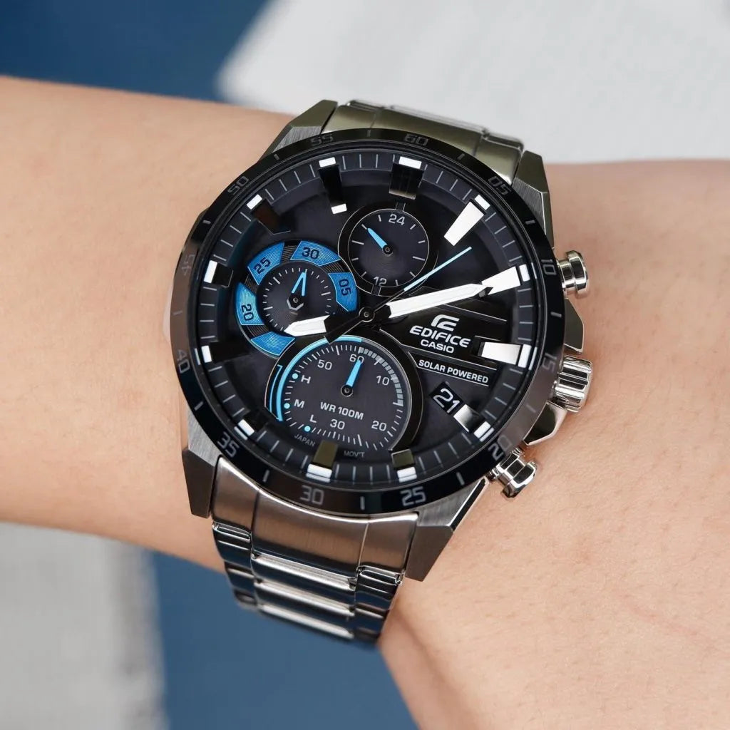 Casio Edifice Solar Chronograph Analog EQS-940DB-1B with Battery Level Indicator Men's Watch