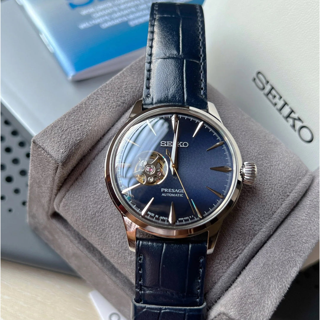 Seiko Presage Cocktail Time ‘Blue Moon’ (40.5mm) SSA405J1 Deep Blue Dial / Blue Calfskin Leather Strap Men's Watch