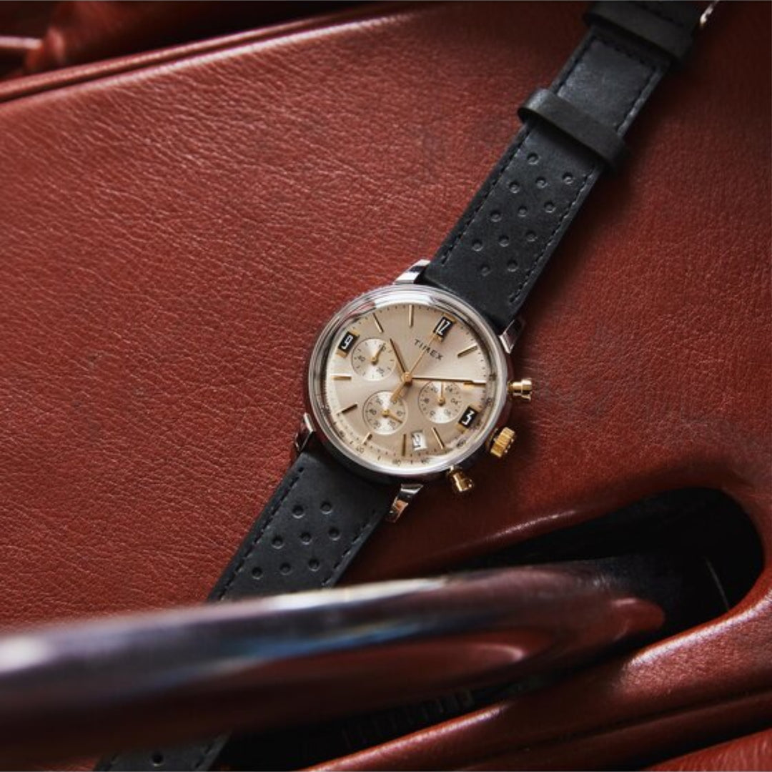Timex Marlin TW2W10000 Quartz Chronograph (40mm) Two Tone/Copper Brown Black Leather Strap Men’s Watch