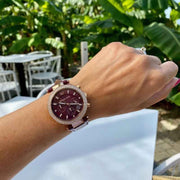 Michael Kors Parker MK6986 Round Dial Red Leather Strap Chronograph Women's Watch