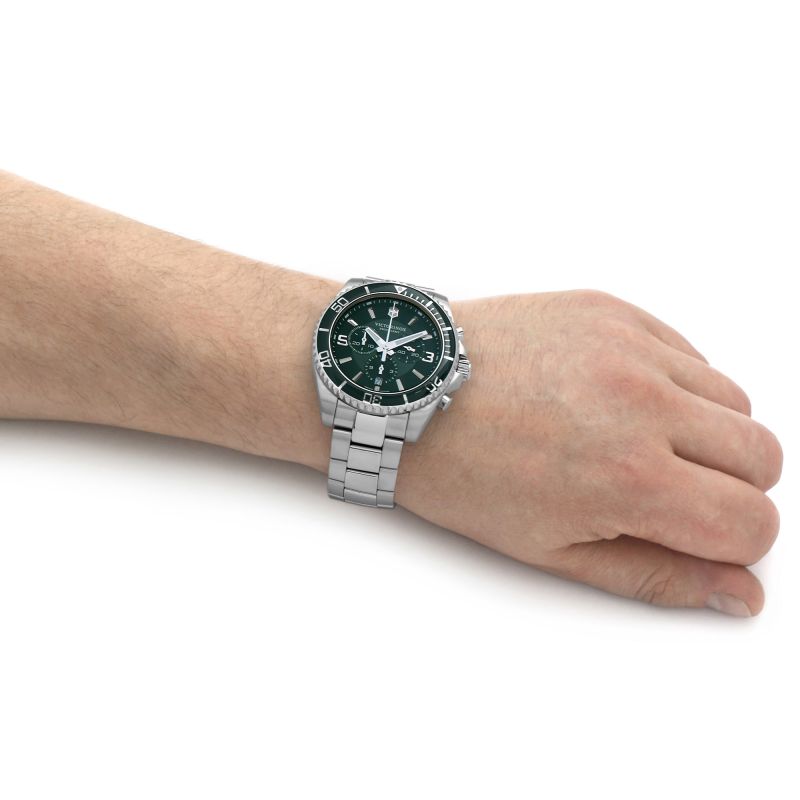 Victorinox Swiss Army 241946 Maverick Chronograph Stainless Steel Bracelet Green Dial Men's Watch - mzwatcheslk srilanka