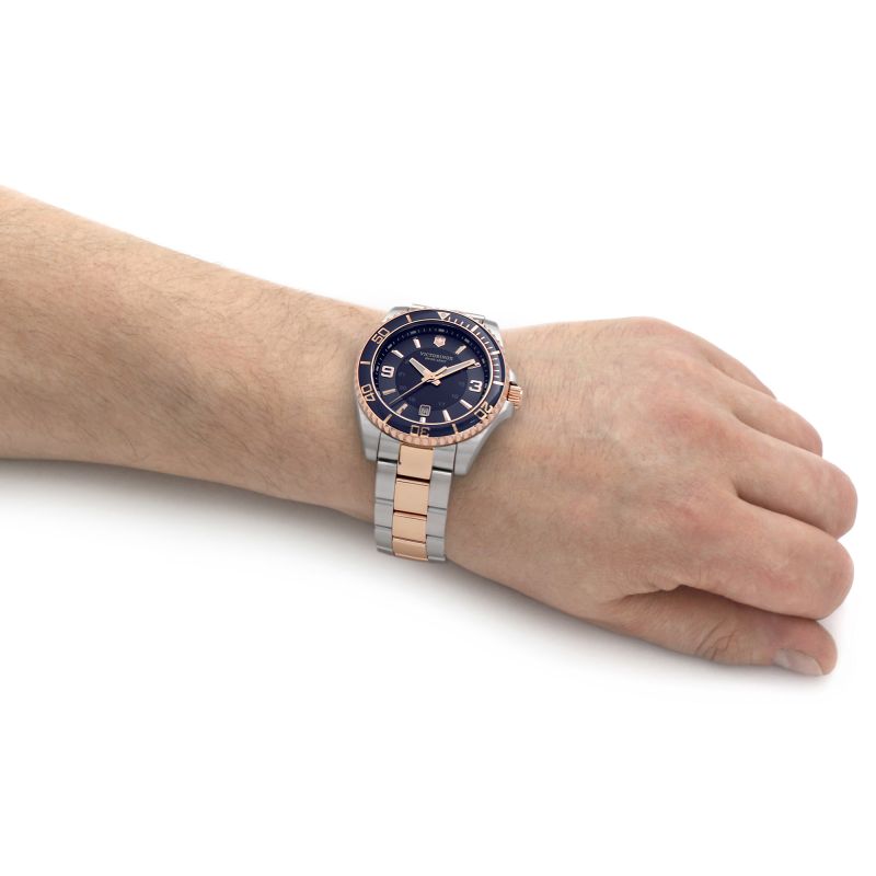 Victorinox Swiss Army 241950 Maverick Two Tone Blue and Rose Gold Men's Watch - mzwatcheslk srilanka